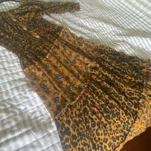 Mixed print floral leopard dress.